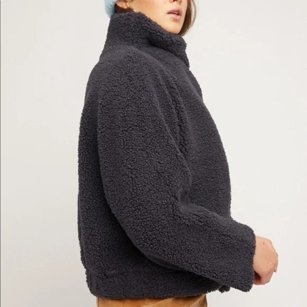 We The Free Izzy Wrap Teddy Jacket Womens XL Navy‎ Sherpa Plush Cozy Free People - Picture 2 of 13